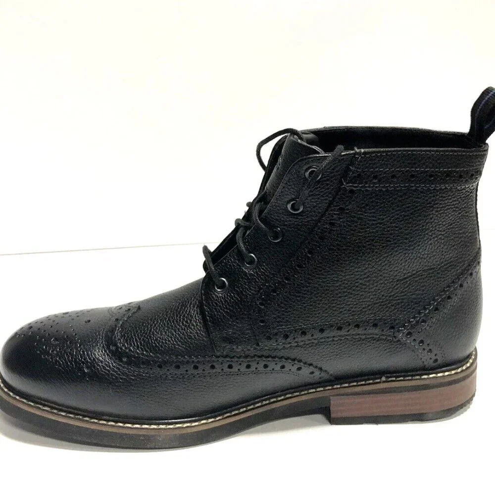 Nunn Bush Men’s Odell Wingtip, Black Leather Boots, Size 10 XW